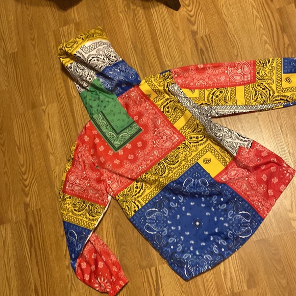 NWT Bleecker & Mercer patchwork printed multicolored 3/4 zippered jacket wm lg - Picture 8 of 10